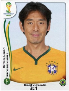 12. Juni, Brasilien – Kroatien (3:1): Schiedsrichter Youichi Nishimura (Japan) entscheidet bei einem Sturz des Brasilianers Fred im Strafraum fälschlicherweise auf Elfmeter. Neymar trifft zum 2:1 (71.).